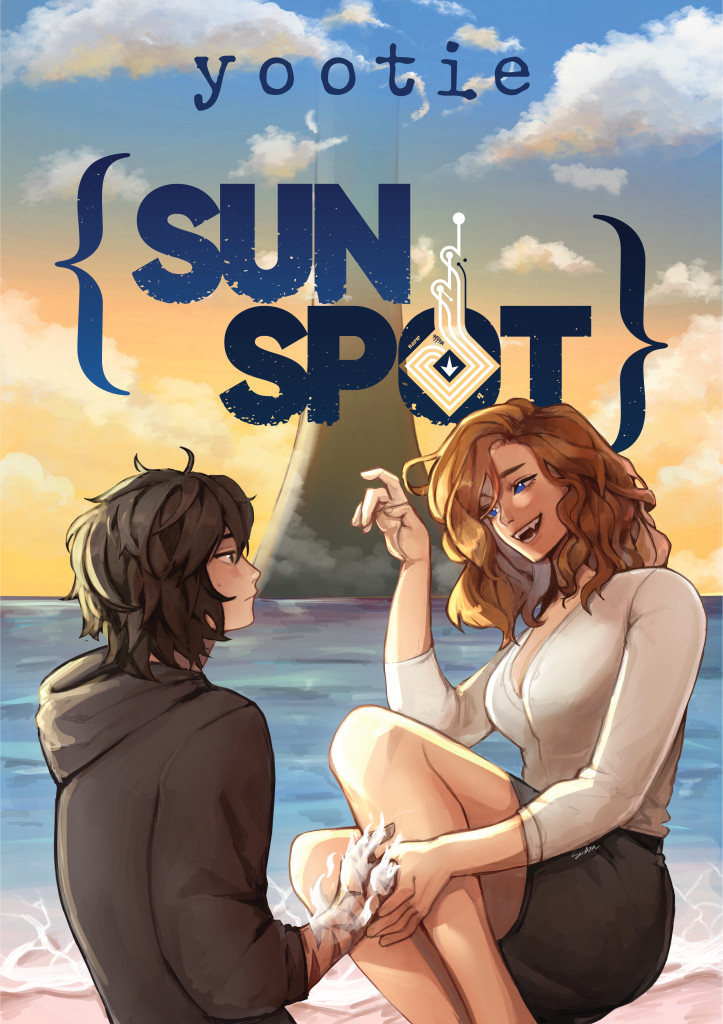 Hina and Ez standing together in front of the Spire at sunset. The arc 2 cover as well as a general-purpose cover for the series. By soratxn